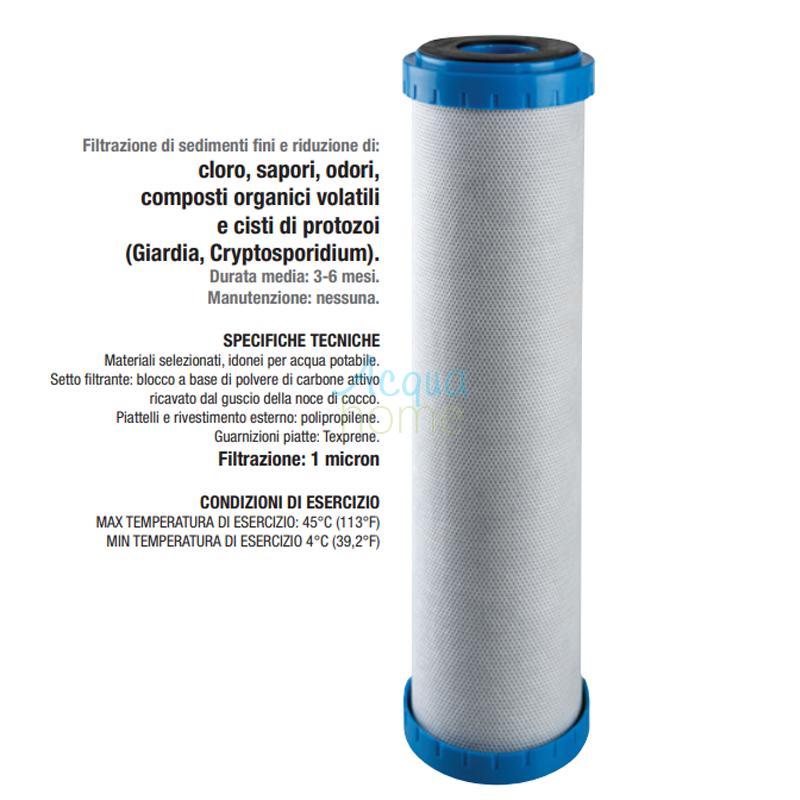 CB AF CYST 10" SX 1 MCR - CARTUCCIA BLOCCO DI CARBONE ATTIVO CATALITICO - ELIMINA LE CISTI DI PROTOZOI || ATLAS FILTRI 