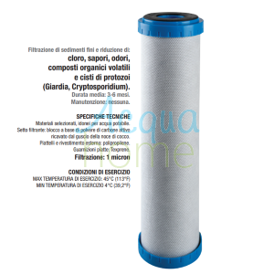 CB AF CYST 10" SX 1 MCR - CARTUCCIA BLOCCO DI CARBONE ATTIVO CATALITICO - ELIMINA LE CISTI DI PROTOZOI || ATLAS FILTRI 