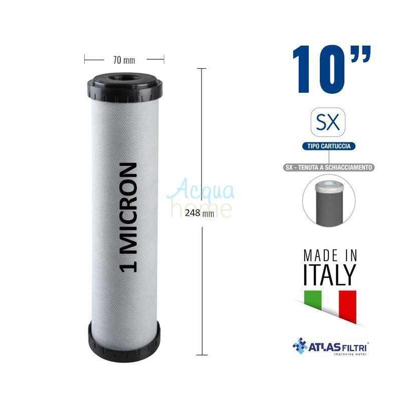CB AF PB 10" SX 1 MCR - CARTUCCIA BLOCCO DI CARBONE ATTIVO CATALITICO - ELIMINA I METALLI PESANTI  || ATLAS FILTRI 