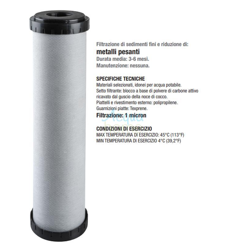 CB AF PB 10" SX 1 MCR - CARTUCCIA BLOCCO DI CARBONE ATTIVO CATALITICO - ELIMINA I METALLI PESANTI  || ATLAS FILTRI 