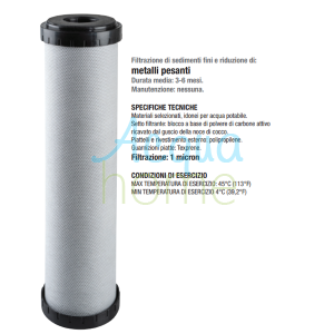 CB AF PB 10" SX 1 MCR - CARTUCCIA BLOCCO DI CARBONE ATTIVO CATALITICO - ELIMINA I METALLI PESANTI  || ATLAS FILTRI 