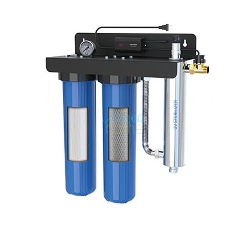 PURIFICATORE ACQUA 20" BIG DUE STADI + SISTEMA UVC IN ACCIAO AISI 304 INTEGRATO - PER TUTTA LA CASA