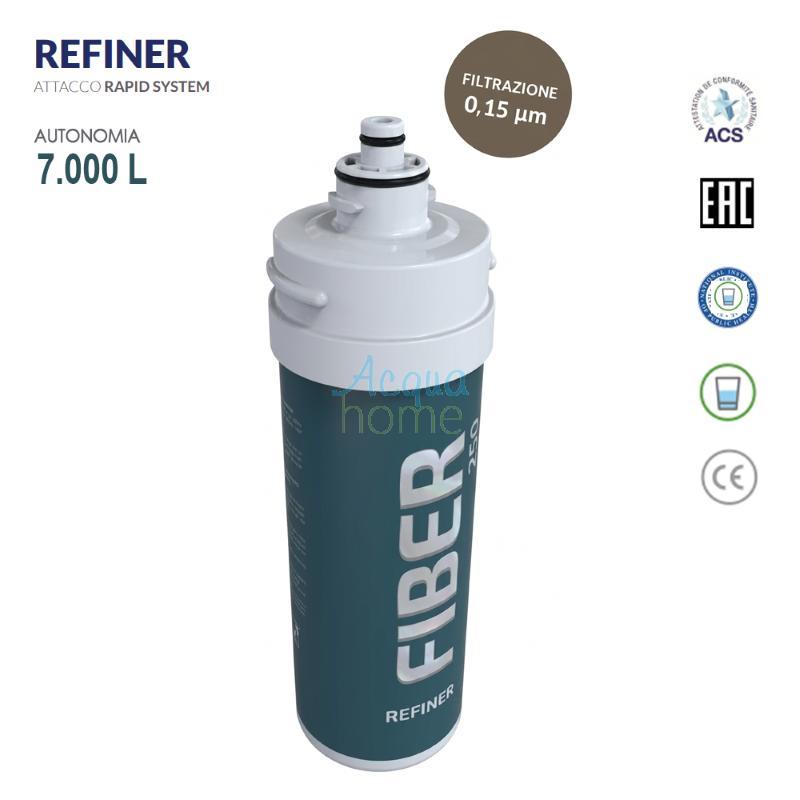 FILTRO REFINER FIBER ULTRAFILTRAZIONE 250 WCF CON ATTACCO A BAIONETTA - FILTRO UF FIBRA CAVA 0,15 MICRON + CARBON BLOCK 5 MICRON 