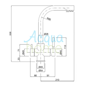 ELEGANT 90° CHROME 3-WAY MONOBLOCK MIXER TAP