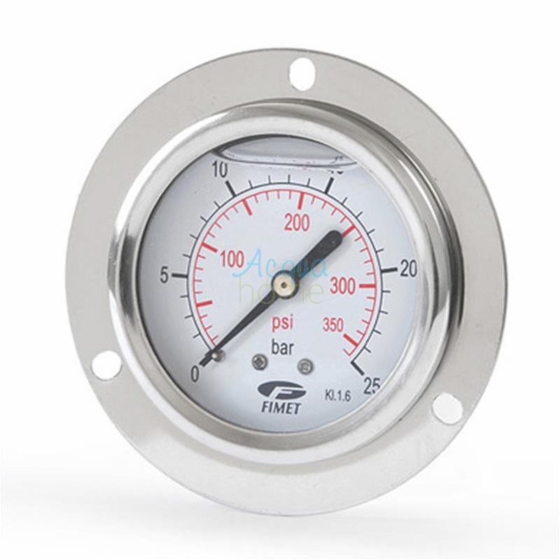 GLYCERINE PRESSURE GAUGE 0-6 BAR FLANGED STAINLESS STEEL D.63 - 1/4"