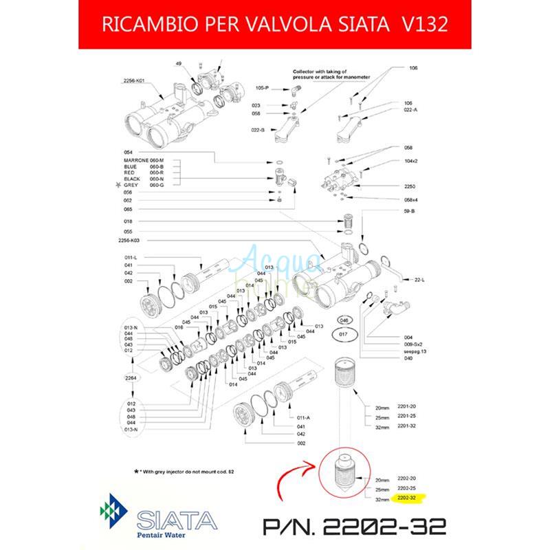 DIFFUSORE DI FONDO CON TUBO DIAM. 32 1,6M PER V132