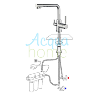 ELEGANT 90° CHROME 3-WAY MONOBLOCK MIXER TAP
