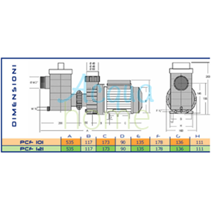 POMPA PER PISCINA CON PREFILTRO E STAFFA: PCF 101 DA 18 MC/H
