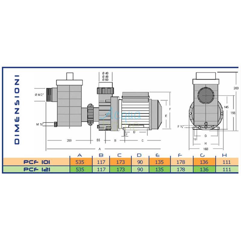 POMPA PER PISCINA CON PREFILTRO E STAFFA: PCF 101 DA 18 MC/H