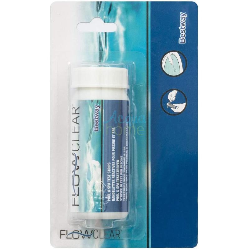 KIT A STRISCE PER PISCINA TEST 3 IN 1 ANALISI VALORI PH, CLORO E ALCALINITÀ (BESTWAY)