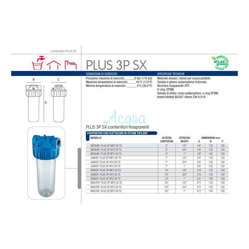 SENIOR PLUS 3P BFO SX TS - 10" TRANSPARENT CONTAINER FILTER ATT. 1" | ATLAS FILTERS