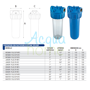 SENIOR PLUS 3P MFO SX AB - 10" MATT CONTAINER FILTER WITH 1/2" CONNECTOR | ATLAS FILTRI