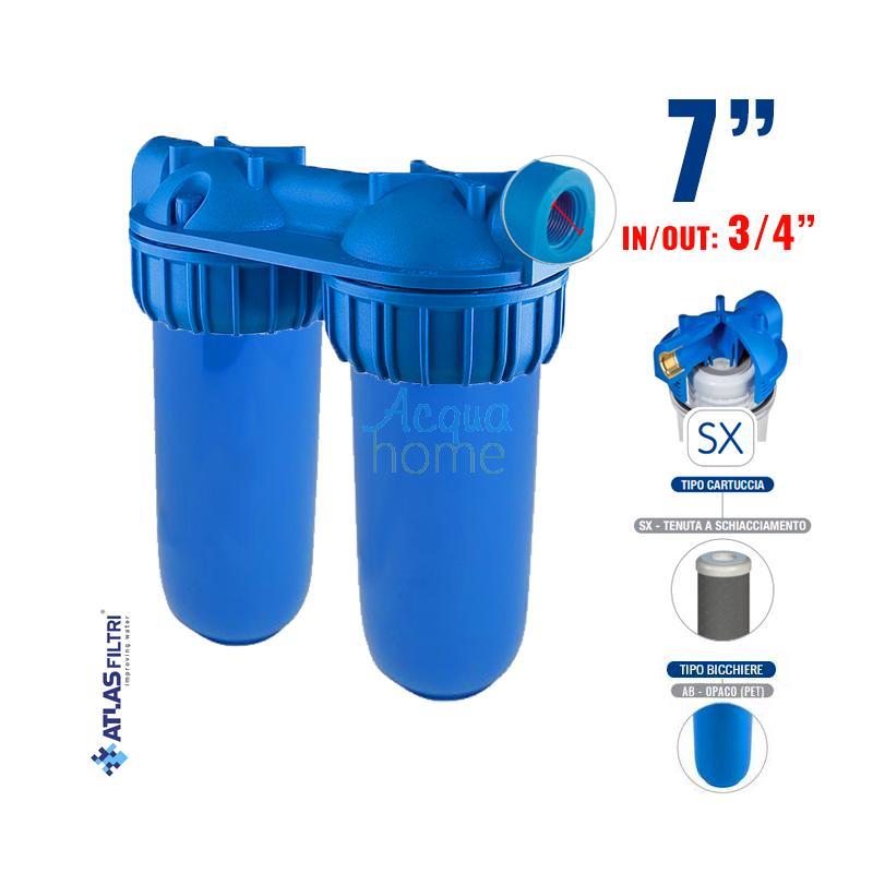 JUNIOR DUPLEX PLUS 3P AFP SX AB - 7" MATT CONTAINER FILTER WITH 3/4" PLASTIC CONNECTION | ATLAS FILTERS