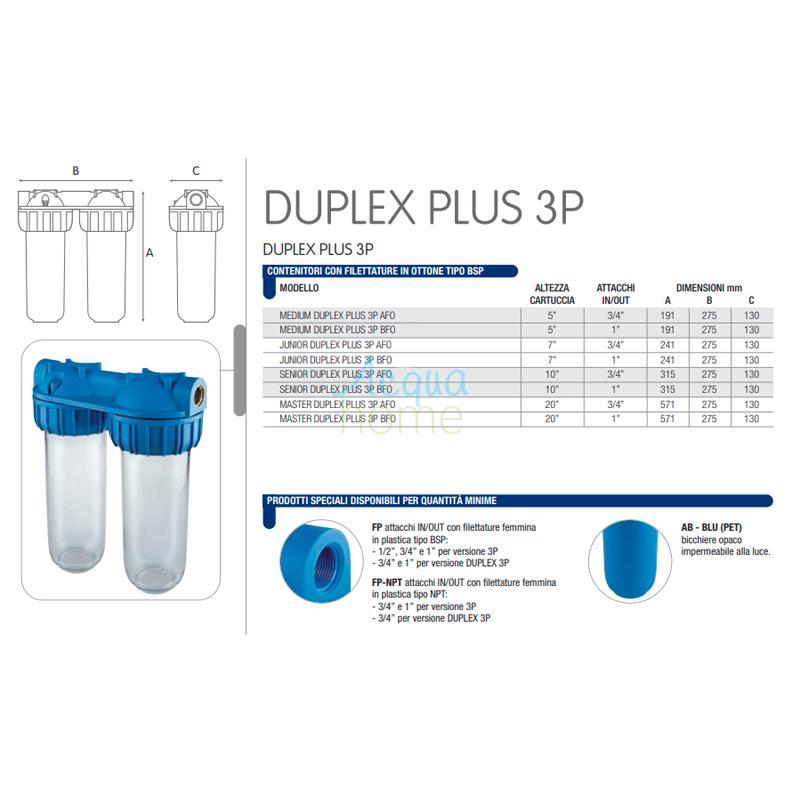 JUNIOR DUPLEX PLUS 3P AFO SX TS - 7" TRANSPARENT CONTAINER FILTER ATTACHMENT 3/4" | ATLAS FILTERS