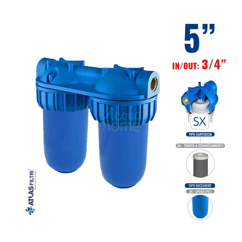 MEDIUM DUPLEX PLUS 3P AFO SX AB - FILTRO CONTENITORE 5" OPACO ATT. 3/4" | ATLAS FILTRI