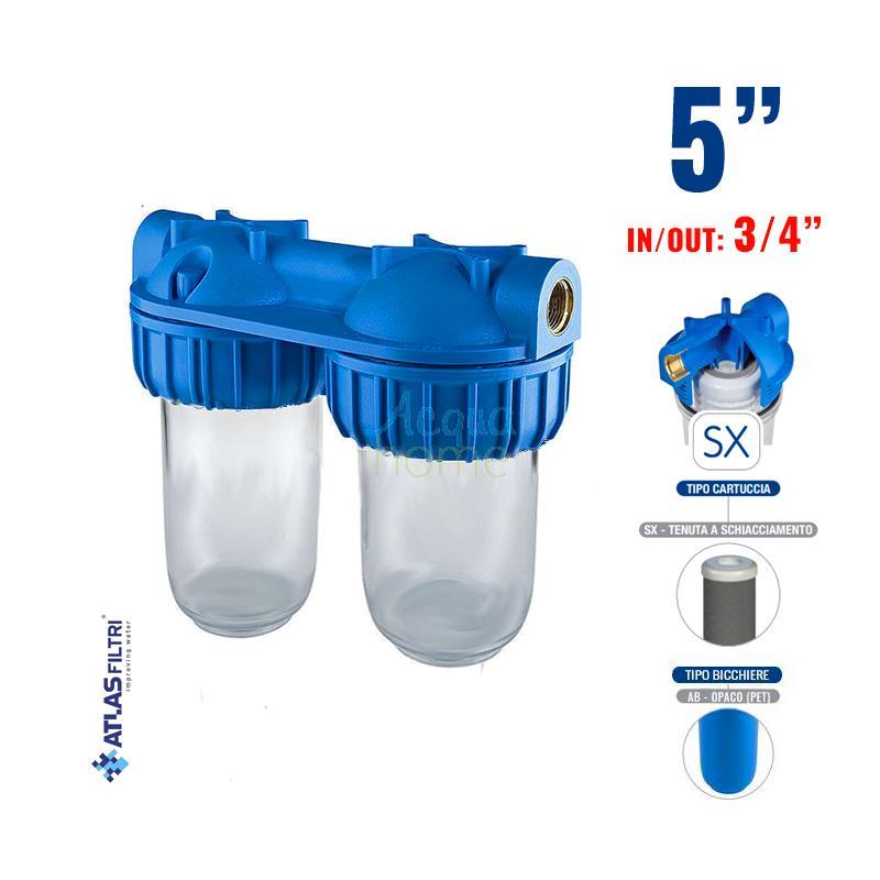 MEDIUM DUPLEX PLUS 3P AFO SX TS - 5" TRANSPARENT FILTER CONTAINER WITH 3/4" CONNECTOR | ATLAS FILTRI