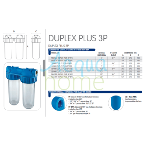 SENIOR DUPLEX PLUS 3P AFO SX TS - 10" TRANSPARENT FILTER CONTAINER WITH 3/4" CONNECTOR | ATLAS FILTRI
