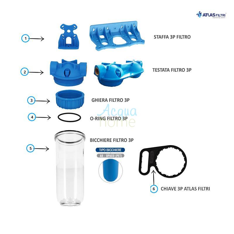 MEDIUM PLUS 3P AFO SX TS - 5" CLEAR FILTER CONTAINER WITH 3/4" CONNECTOR | ATLAS FILTRI