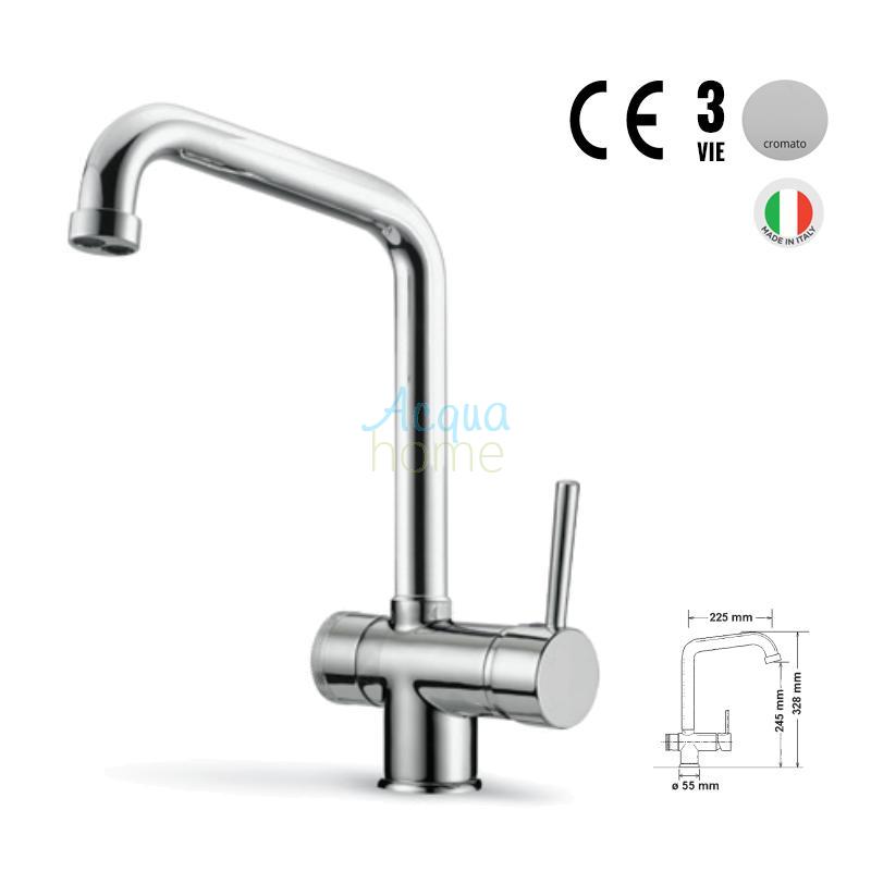 3-WAY MONOBLOCK MIXER TAP WITH HIGH SPOUT - CHROME