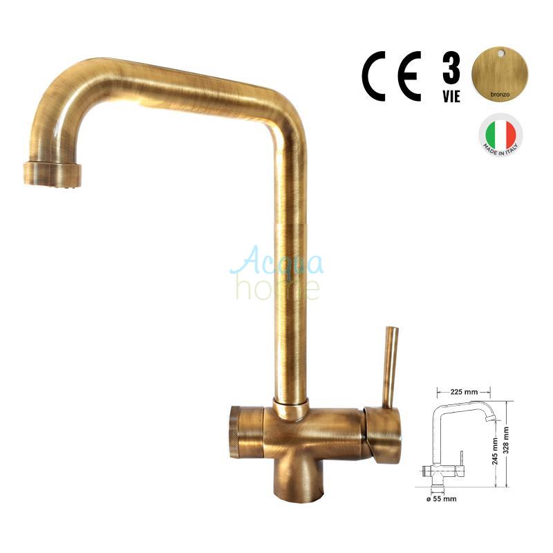 3-WAY MONOBLOCK MIXER TAP WITH HIGH SPOUT - BRONZE