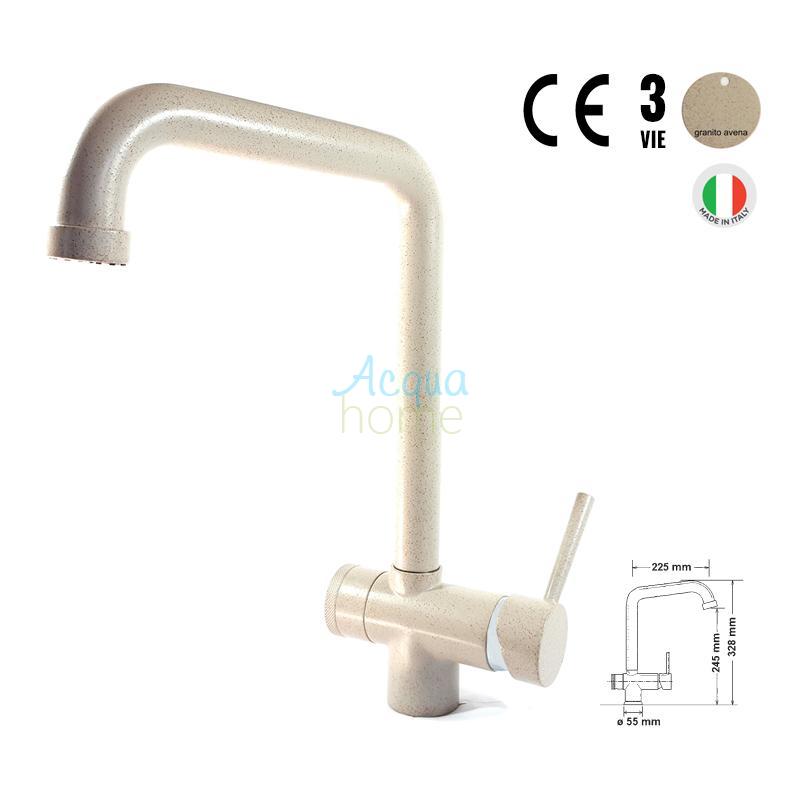3-WAY MONOBLOCK MIXER TAP WITH HIGH SPOUT - GRANITE AVENA