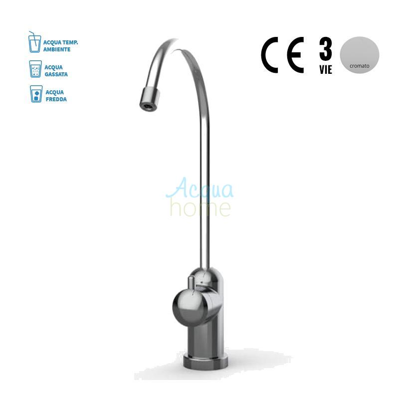 3-WAY SINGLE-LEVER TAP: CARBONATED, ROOM WATER AND SPARKLING WATER - IN STAINLESS STEEL
