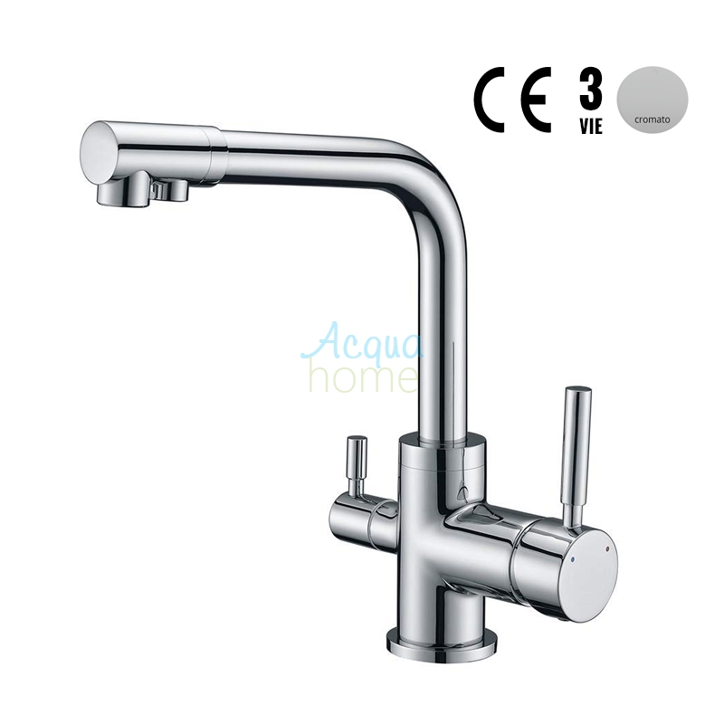ELEGANT 90° CHROME 3-WAY MONOBLOCK MIXER TAP