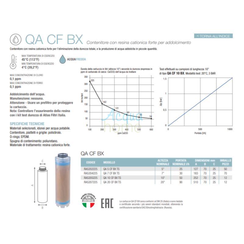 QA 20" CF BX TS - ANTI-LIMESCALE CATIONIC RESIN CARTRIDGE | ATLAS FILTRI