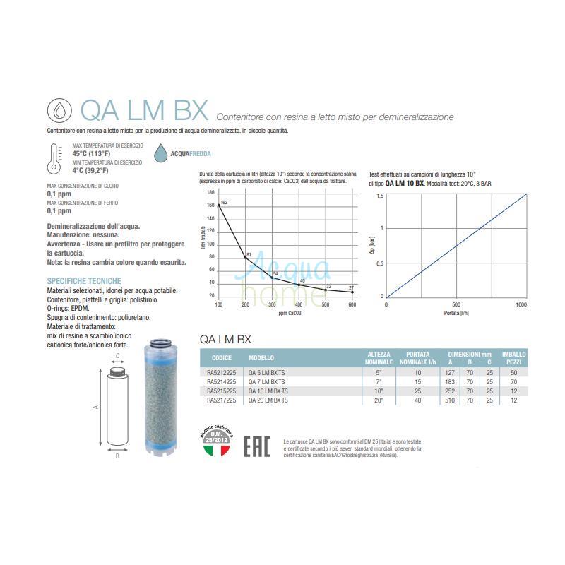 QA 5" LM BX TS - MIXED BED DEMINERALIZING RESIN CARTRIDGE | ATLAS FILTRI