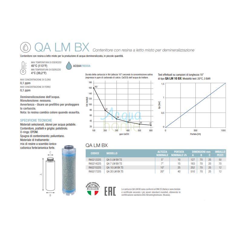 QA 7" LM BX TS - MIXED BED DEMINERALIZING RESIN CARTRIDGE | ATLAS FILTRI