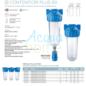 SENIOR TRIPLEX PLUS 3P BFO BX TS - 10" TRANSPARENT CONTAINER FILTER ATT. 1" | ATLAS FILTERS