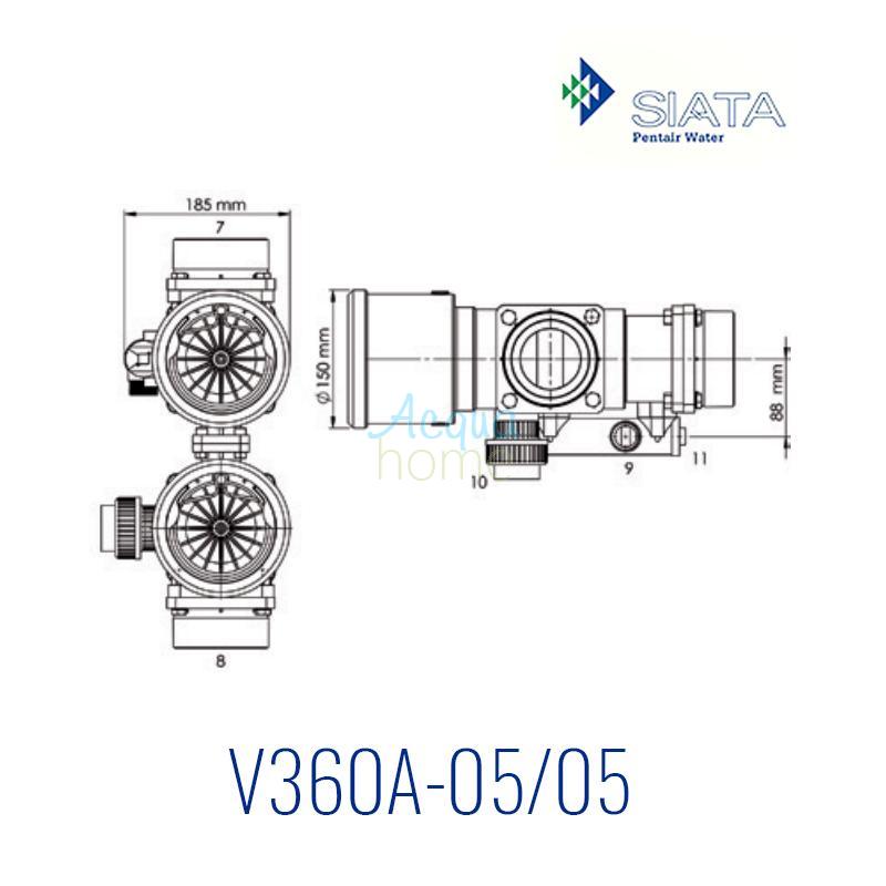 VALVOLA SIATA V360A EIETTORE BIANCO - PER BOMBOLA  18" / 21" - PENTAIR