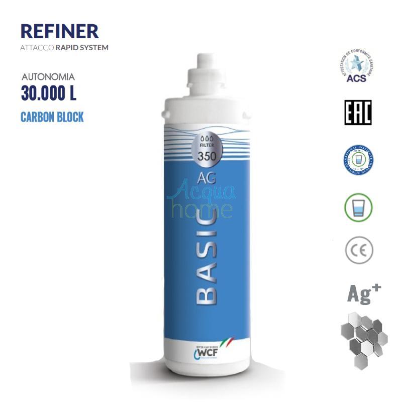 REFINER CARBON BLOCK FILTER BASIC RS 350 AG WCF 0.5 MICRON WITH BAYONET CONNECTION