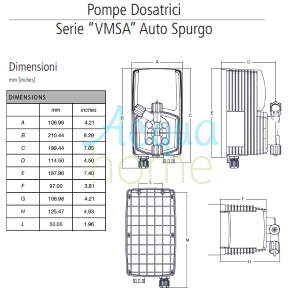 POMPA VMS PO 0408 FP 230VAC - POMPA DOSATRICE PH/REDOX PROPORZIONALE DIGITALE 8 L/H - 4 BAR - EMEC
