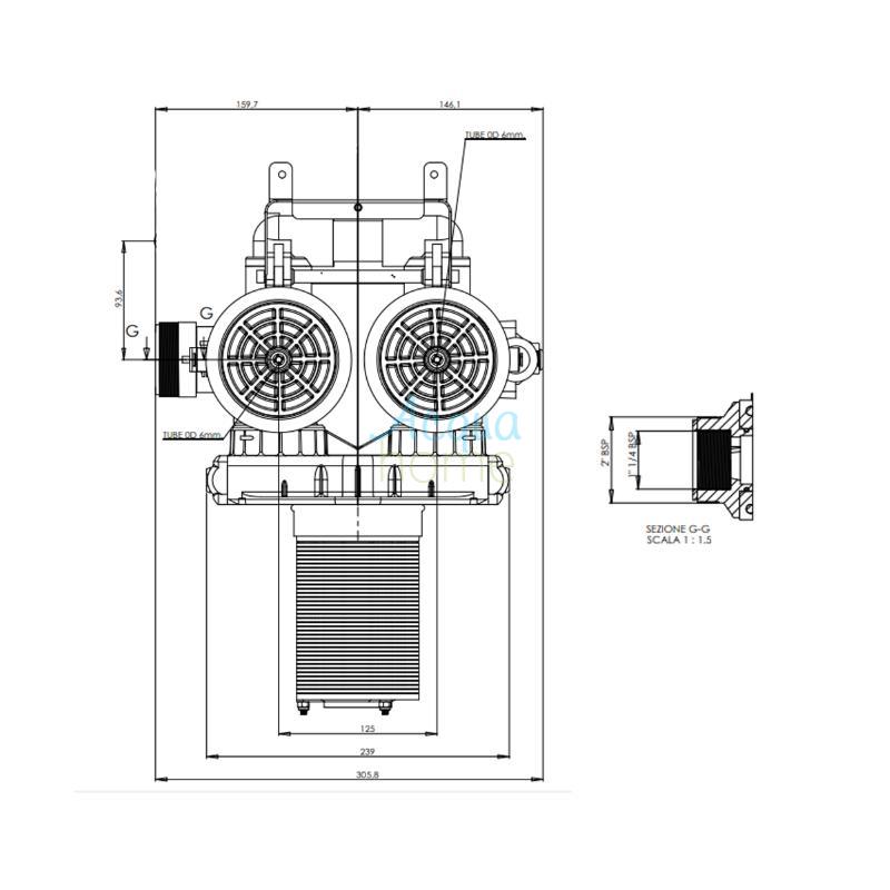 VALVOLA SIATA V250A-BP CON BY PASS EIETTORE NERO (DA 250L A 500L DI RESINA) PER ADDOLCIMENTO - PENTAIR (FINO AD ESAURIMENTO SCORTE)