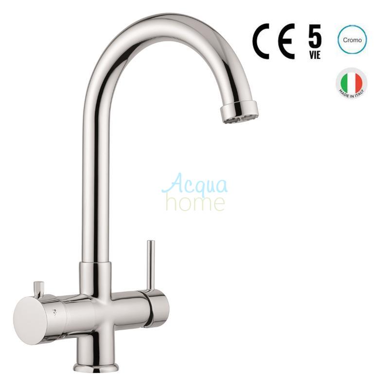 5-WAY MONOBLOCK MIXER TAP WITH BRIDGE SPOUT - CHROME