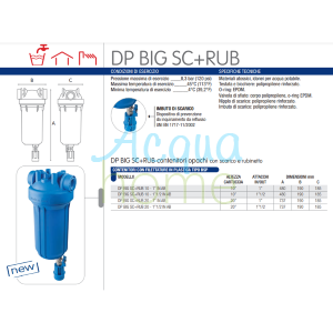 DP BIG SC+RUB 10" SX AB - 10" BIG MATT CONTAINER FILTER WITH 1" 1/2 BSP PLASTIC CONNECTION | ATLAS FILTRI