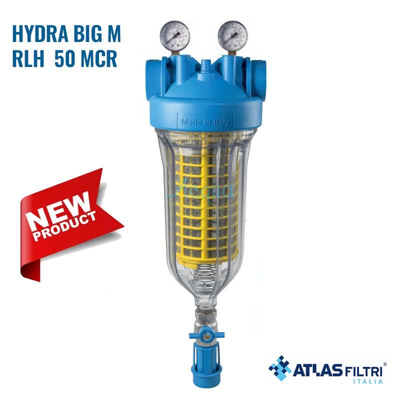 HYDRA BIG FILTER M 1"1/2 BSPP - RLH 50 MCR - MANUAL SELF-CLEANING WITH 2 PRESSURE GAUGES - ATLAS FILTRI