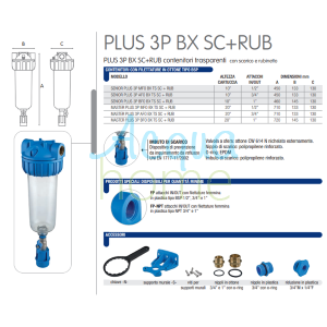 MASTER PLUS 3P BFO BX TS SC + RUB - 20" TRANSPARENT CONTAINER FILTER WITH 1" CONNECTOR TAP | ATLAS FILTRI