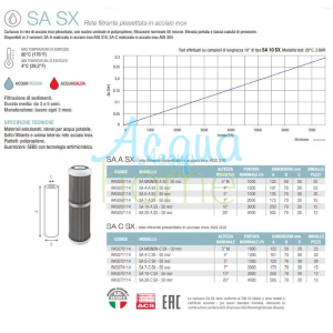 SA 10" C SX 50 MCR - WASHABLE PLEATED MESH CARTRIDGE IN AISI 304 STAINLESS STEEL | ATLAS FILTRI