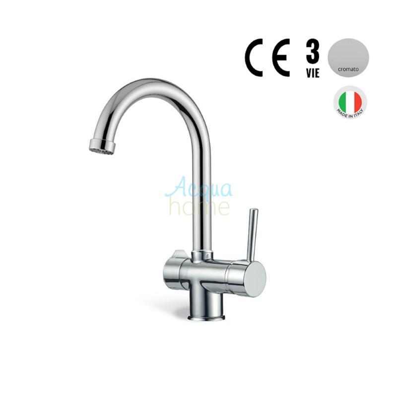3-WAY MONOBLOCK MIXER TAP WITH BRIDGE SPOUT CHROME - MADE IN ITALY