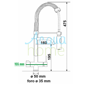 3-WAY MONOBLOCK MIXER TAP, MATT BLACK, WITH DOUBLE OUTLET SPRING - TWO SEPARATE CONTROLS - MOD. 3390