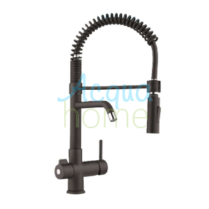 3-WAY MONOBLOCK MIXER TAP, MATT BLACK, WITH DOUBLE OUTLET SPRING - TWO SEPARATE CONTROLS - MOD. 3390