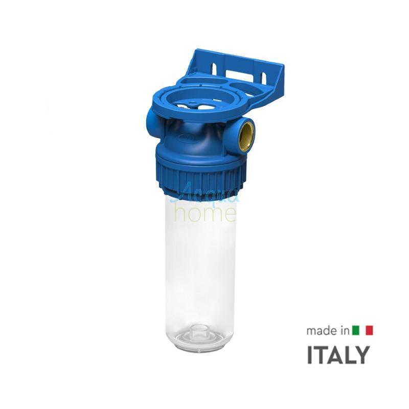 KIT FILTRO 10" CON CHIAVE E STAFFA (MADE IN ITALY) ATT. 3/4"  NPTF - BLU